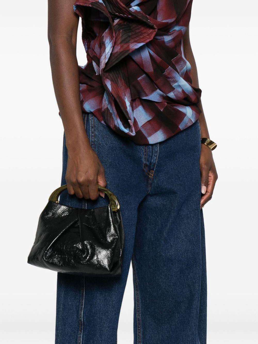 Small Pleated Leather Bag BW252CRISP709150 900 BLACK DRIES VAN NOTEN 