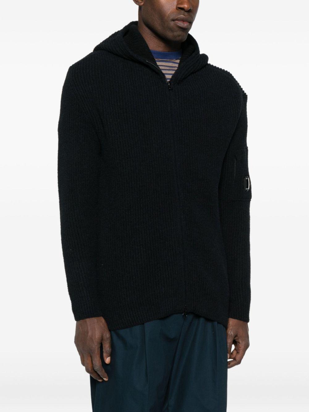 Fleece Knit Hooded Sweater 19CMKN258A006170A 999 BLACK CP COMPANY 