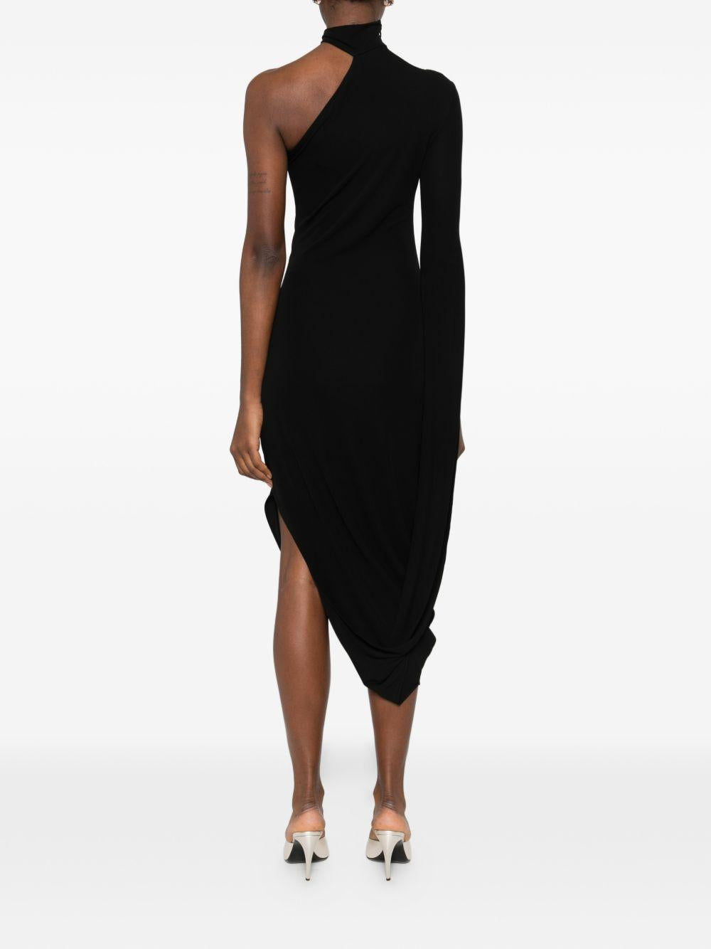 Mini dress asimmetrico drappeggiato in jersey di crêpe 1CC1266895 001 BLACK ALEXANDER WANG 