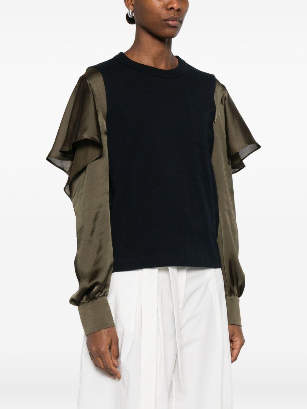 Satin Cotton Jersey T-Shirt 2608403 212 NAVY KHAKI SACAI 