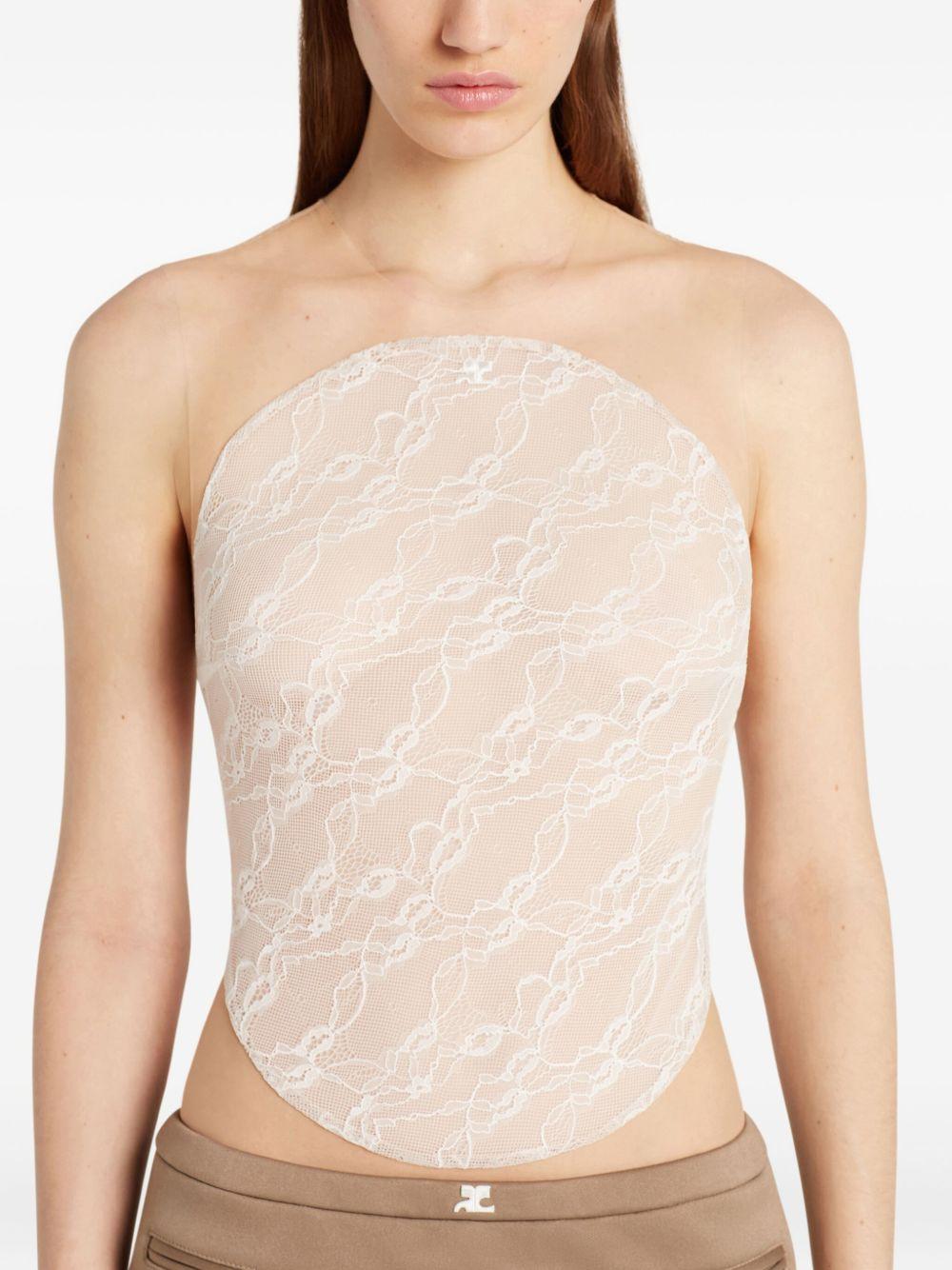 Illusion Circle Lace Bodysuit 325JBD143PA0132 0001 HERITAGE WHITE COURREGES 