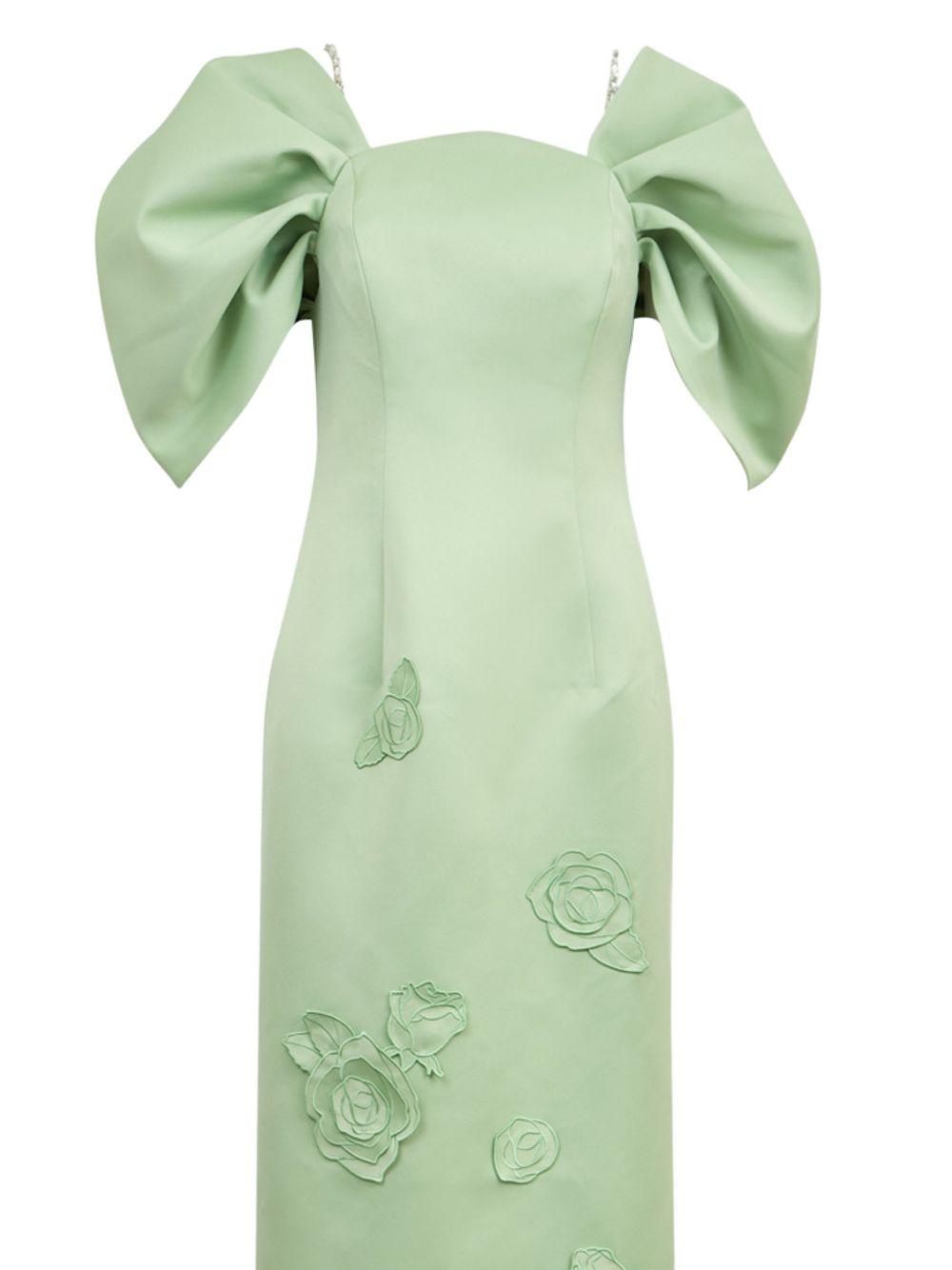 Abito Arabella con applicazione fiori LLSS260092 JUNIPER GREEN LEO LIN 