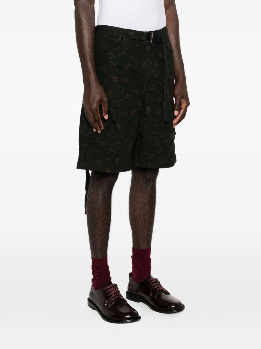 Overdyed Floral Print Cargo Shorts<BR/> 2603979M 551 GREEN SACAI 