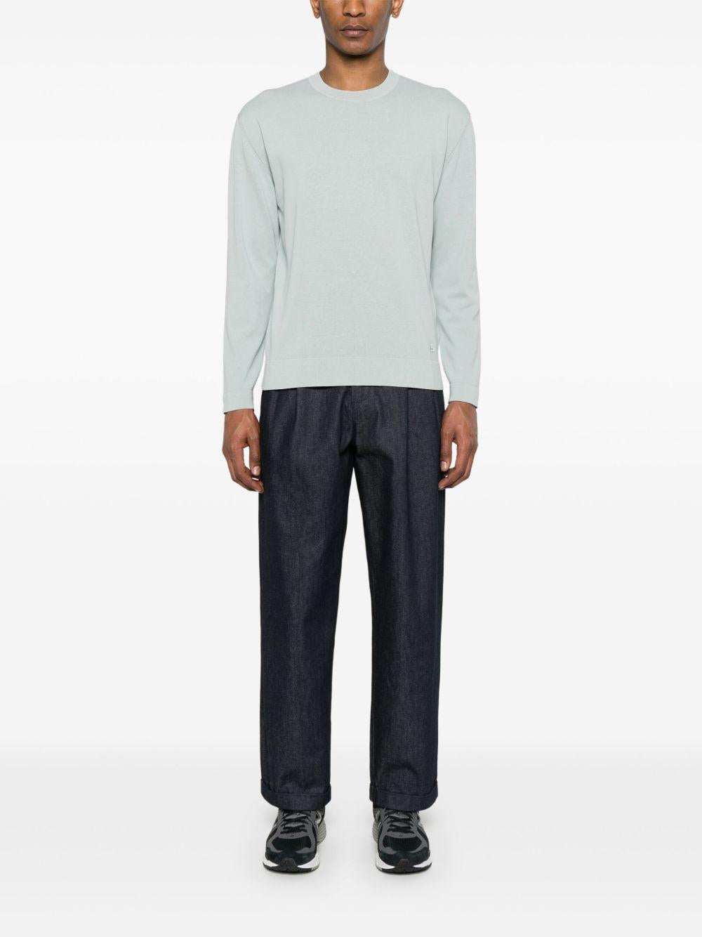 Cotton Crepe Crewneck Lens Knit 18CMKN089A006323O 800 BLUE FOX CP COMPANY 