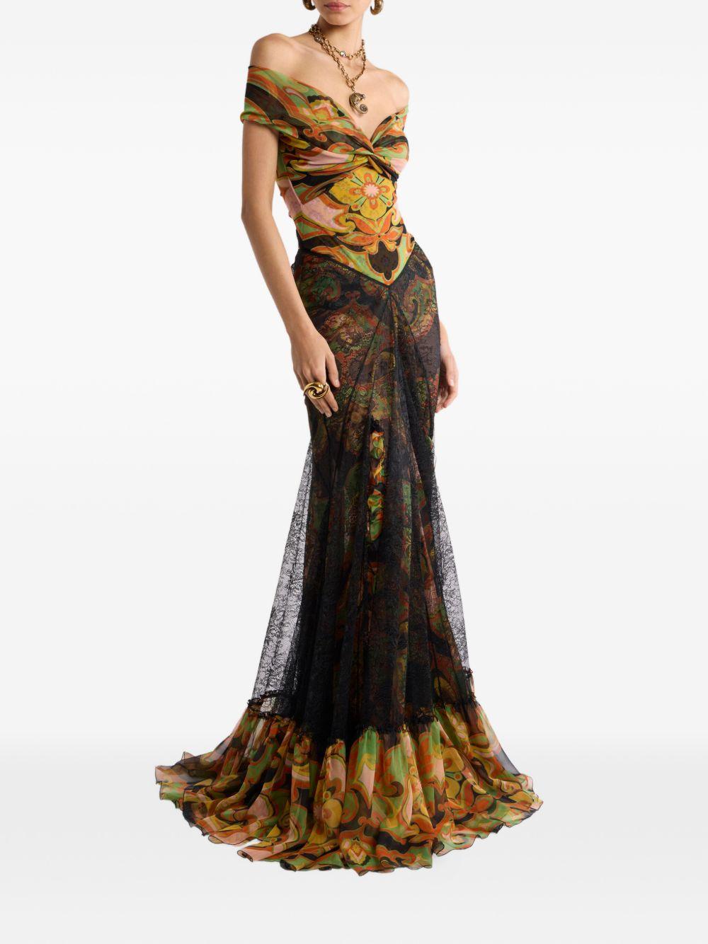 Body in tulle con spalle scoperte e stampa floreale piazzata WRJA018199IAS67 X0812 ETRO 