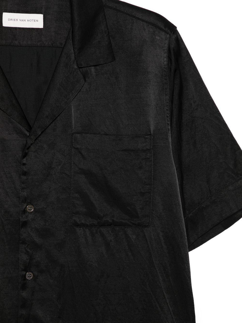 Boxy Viscose Shirt CARLTONE3277 900 BLACK DRIES VAN NOTEN 