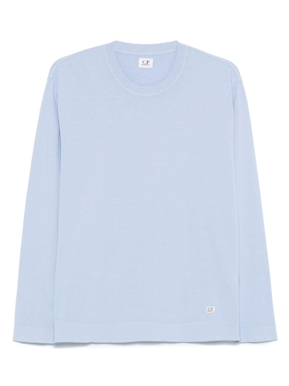 Cotton Crepe Crewneck Lens Knit 18CMKN089A006323O 814 CERULEAN CP COMPANY 