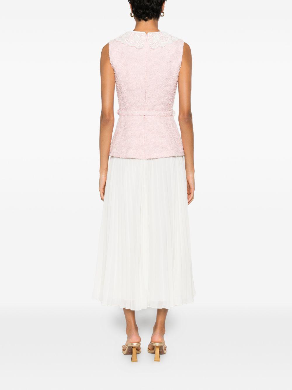 Abito midi rosa con colletto in pizzo bouclé PF26002MCP PINK SELF-PORTRAIT 