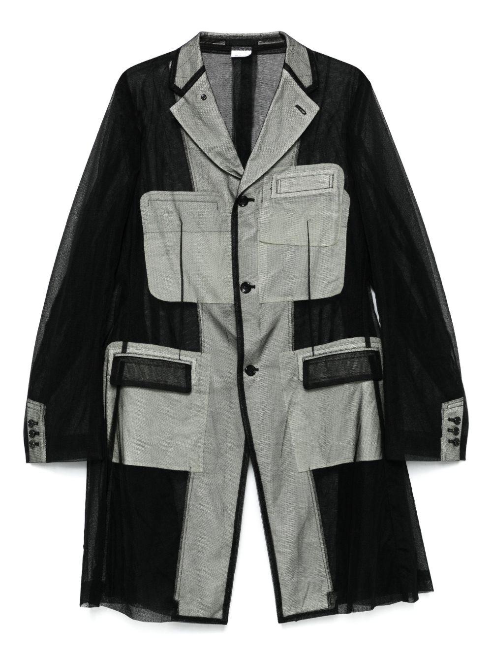 Black Nylon Tulle Long Blazer POJ064 1 BLACK COMME DES GARCONS HOMME PLUS 