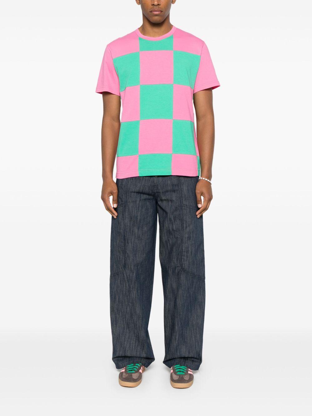Plaid t-shirt<BR/> POT003 1 PINK GREEN COMME DES GARCONS HOMME PLUS 
