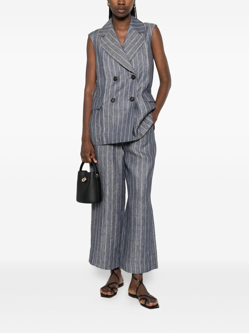 Completo In Puro Lino Gessato SMMBALLO 001 DARK BLUE S MAX MARA 