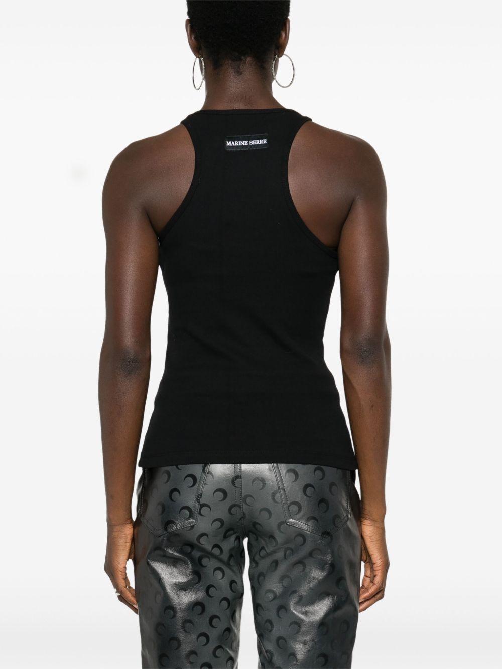 Moon Logo Ribbed Tank Top WTT014ACJER0011 BK99 BLACK MARINE SERRE 