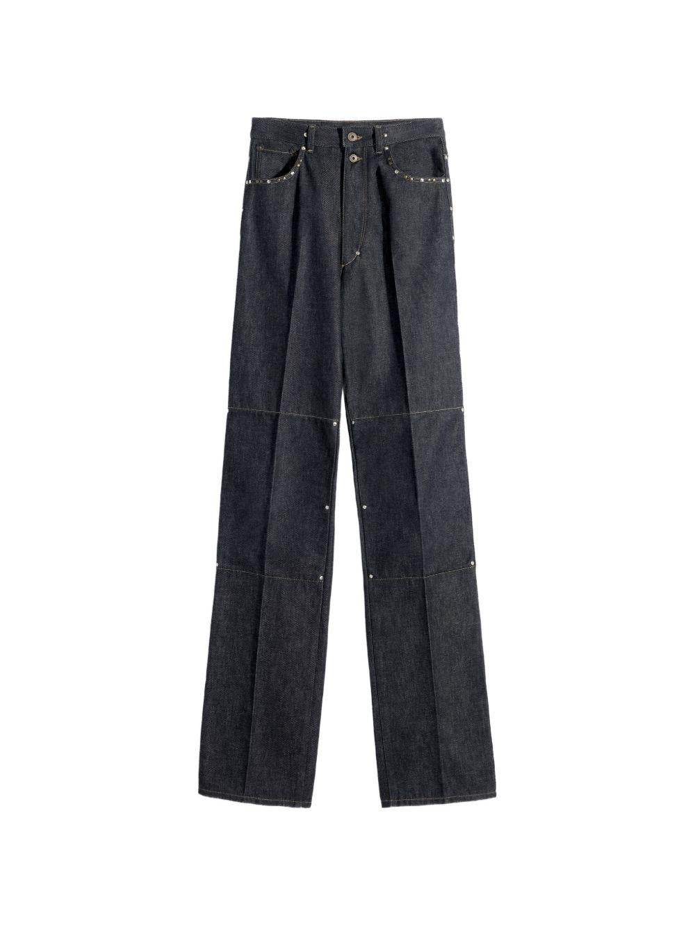 High Waisted Straight Pants with Studs PA1303LD1061 BK965 SLATE LEMAIRE 