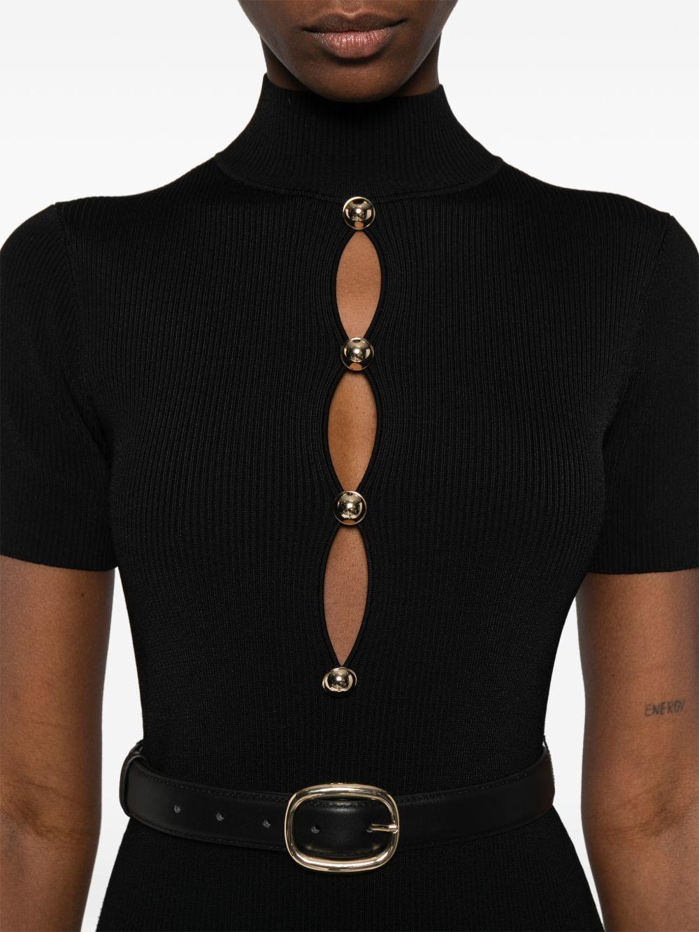 Robe mi-longue à boutonnière RS26138MB BLACK SELF-PORTRAIT 