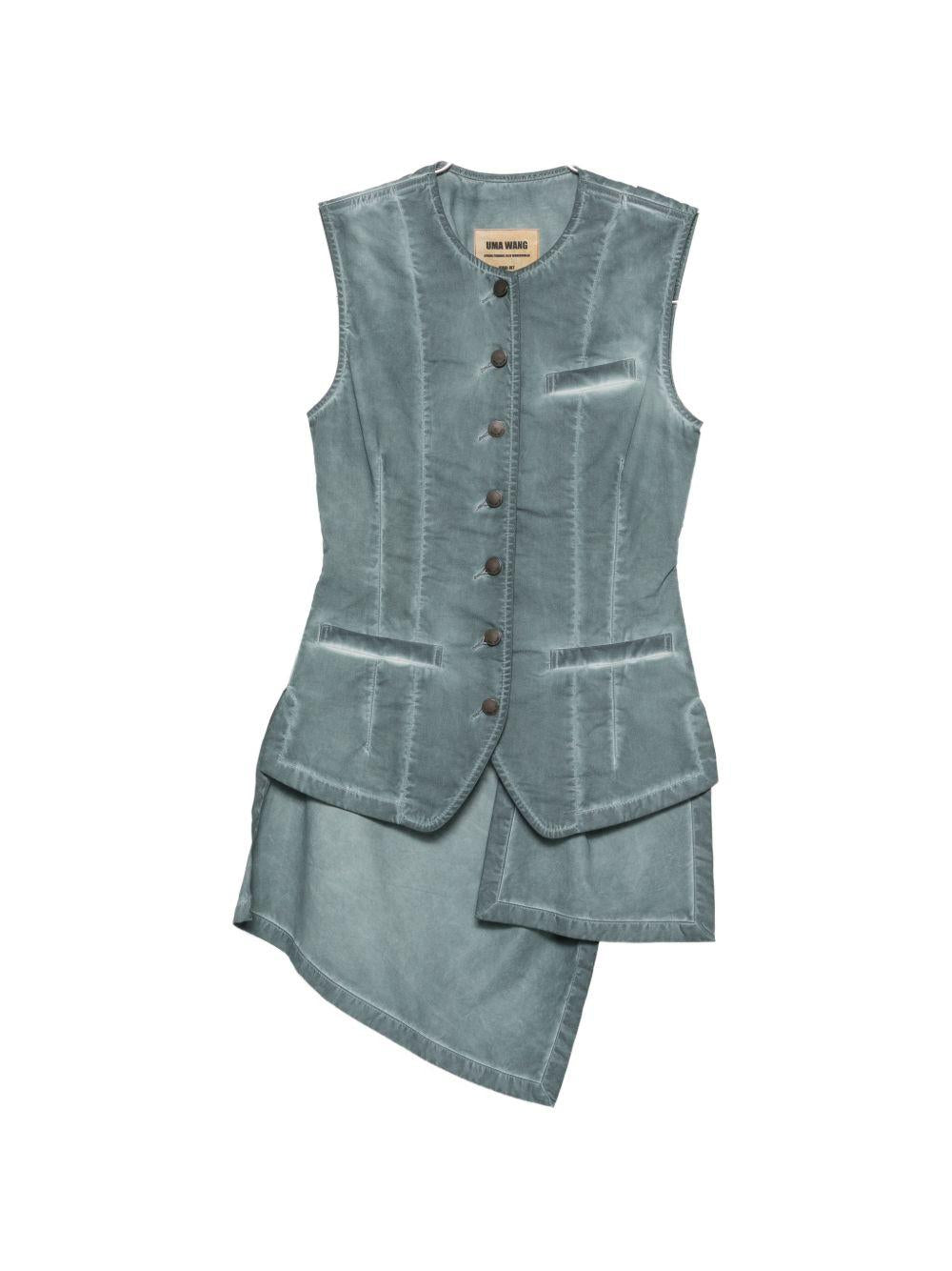 Kirai twisted-back waistcoat UW6057 UW380 STEEL BLUE UMA WANG 