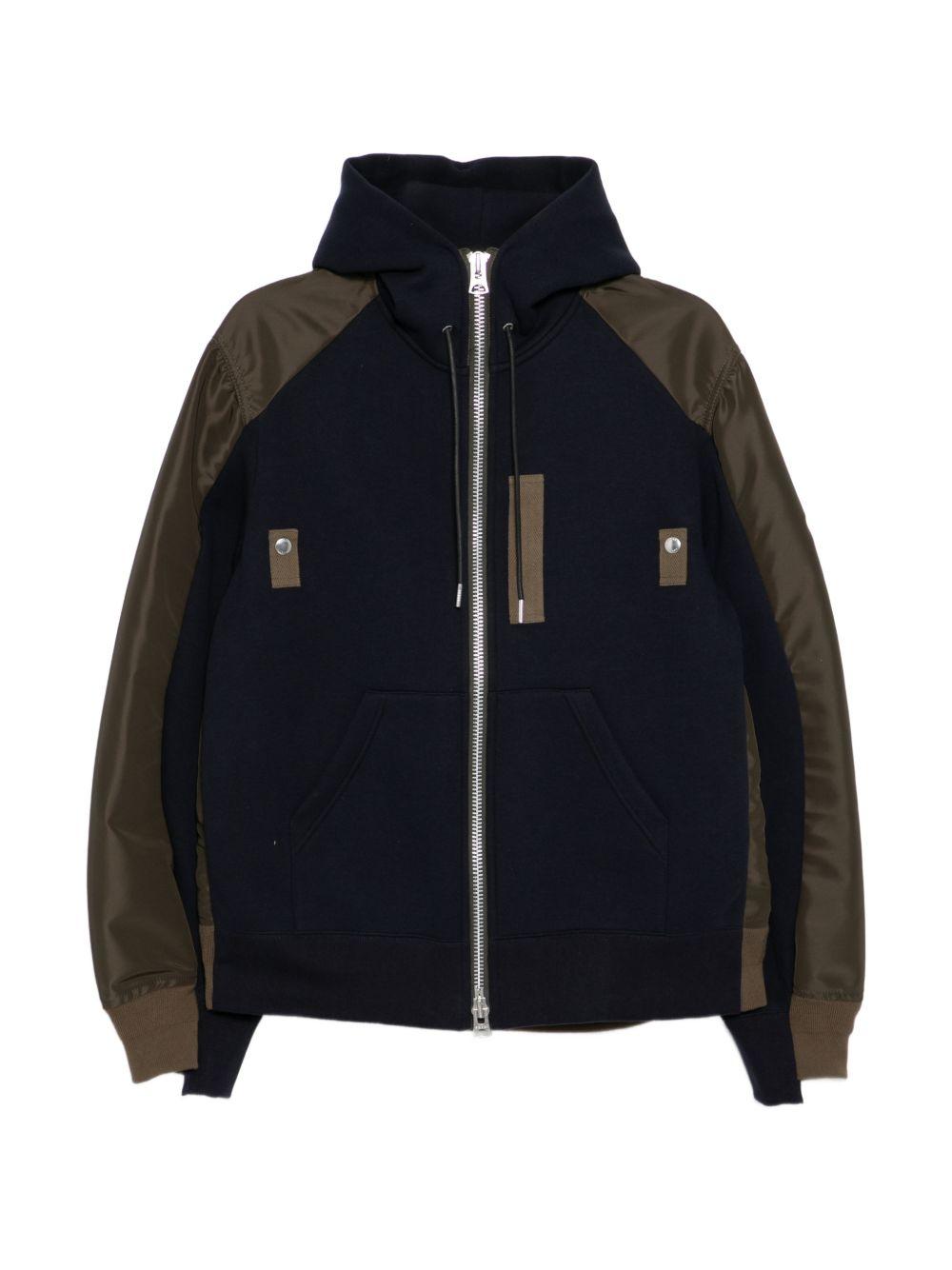 Navy & Khaki Sponge Sweat Hoodie 2603948M 233 NAVY KHAKI SACAI 