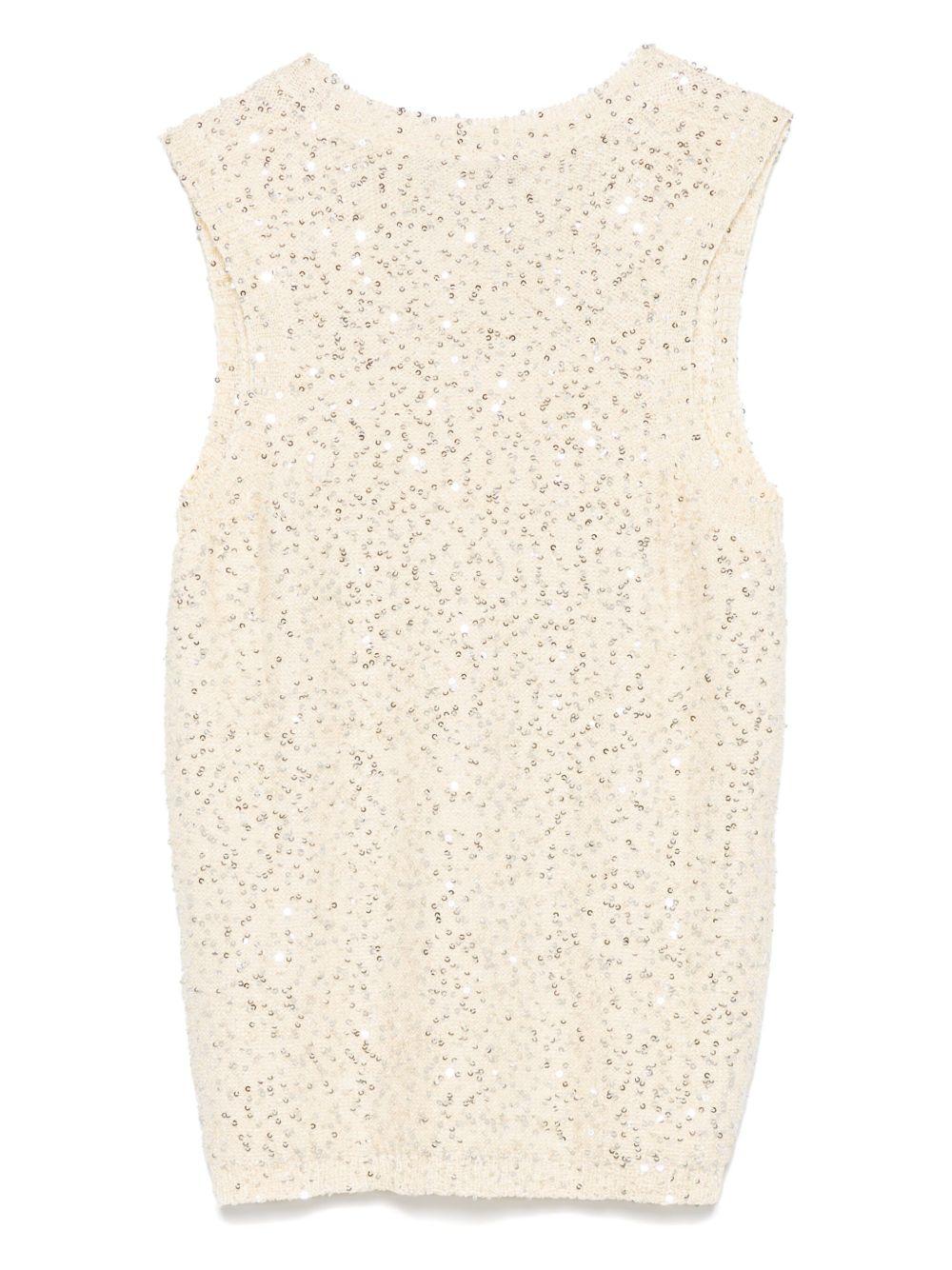 Top con paillettes B27014 02 NATURALE ROBERTO COLLINA 