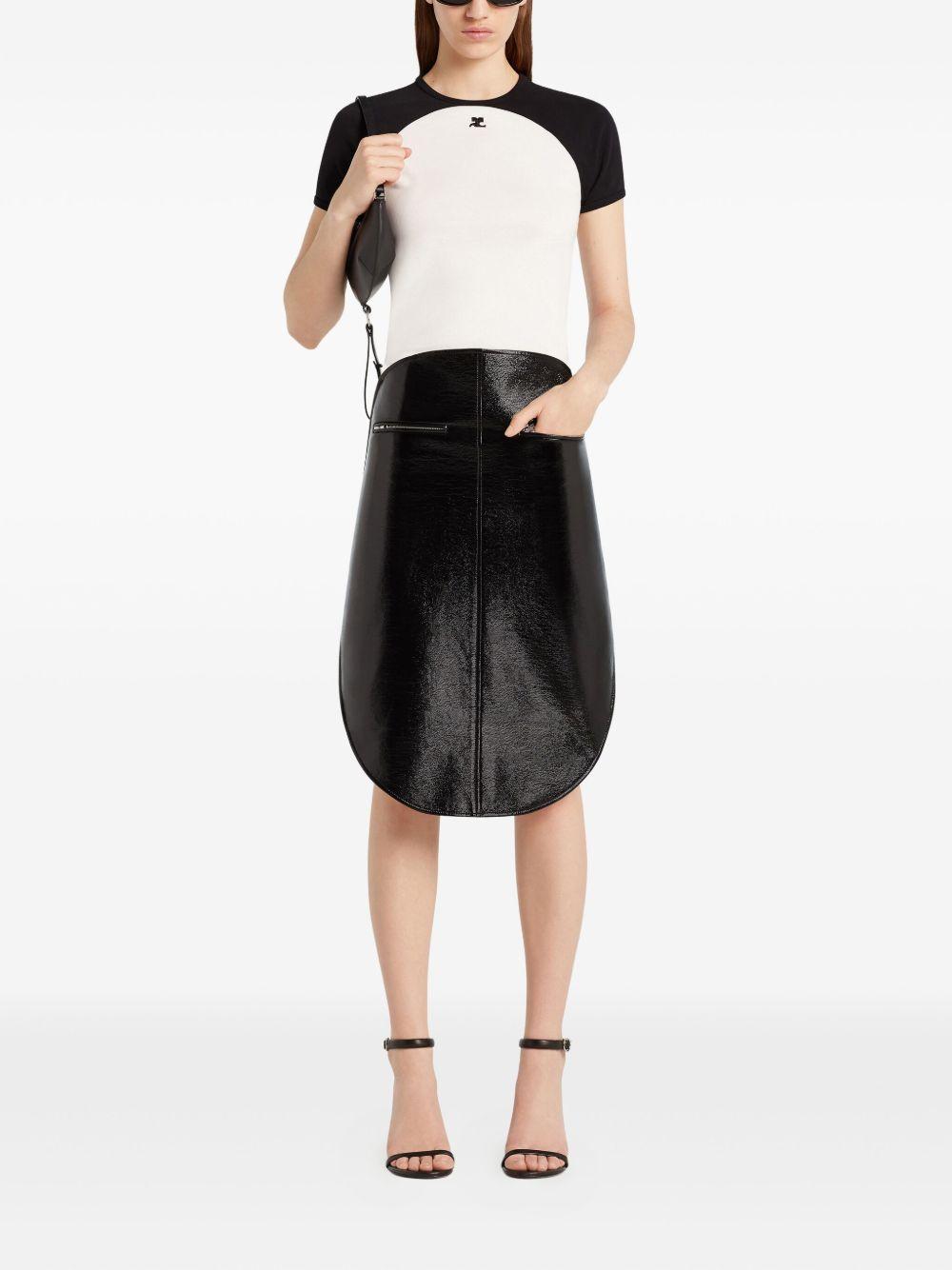 Circle Contrast T-shirt 325JTS214JS0203 0098 WHITE BLACK COURREGES 