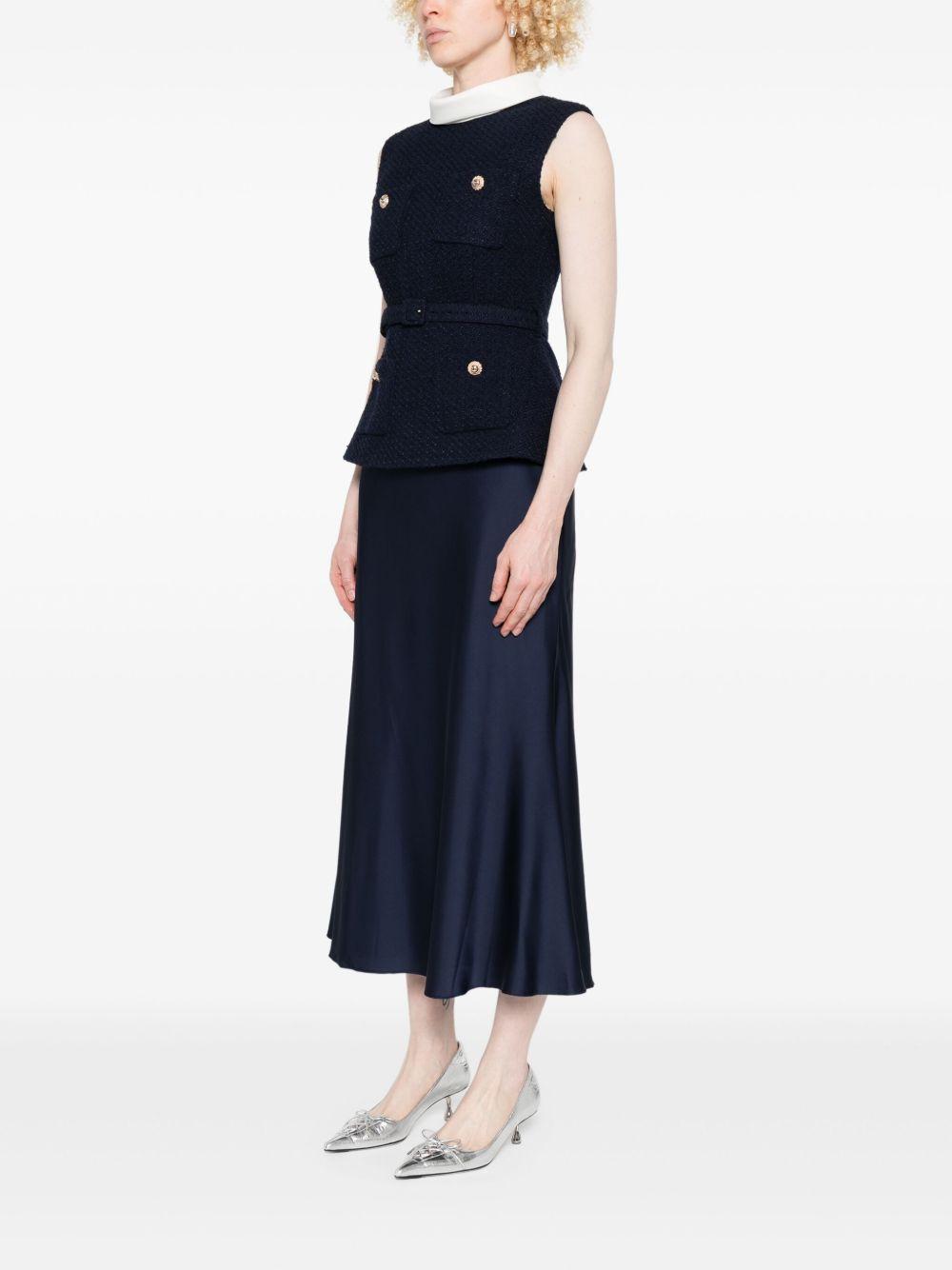 Abito midi smanicato in bouclé blu navy<BR/> PF25034MBL BLUE SELF-PORTRAIT 