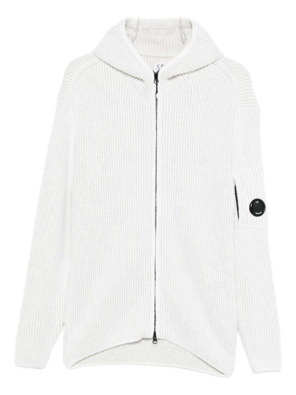 Fleece Knit Hooded Sweater 19CMKN258A006170A M12 WHITE MELANGE CP COMPANY 