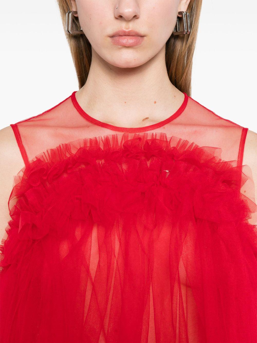 Blusa in tulle con volant 3OB003S25 2 RED NOIR KEI NINOMIYA 