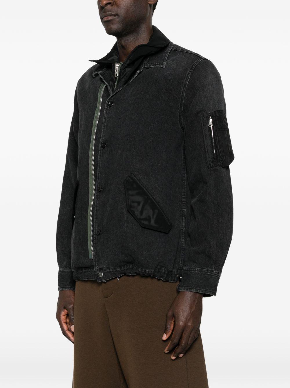Black Nylon Twill Denim Jacket 2603928M 001 BLACK SACAI 