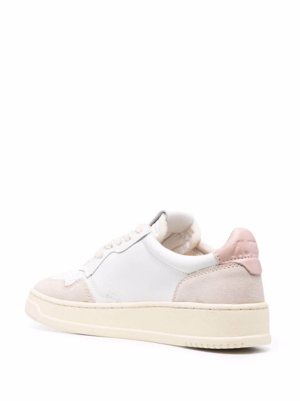 Sneakers Medalist Low in pelle bianca e powder e suede beige AULWLS37 WHITE POW AUTRY 