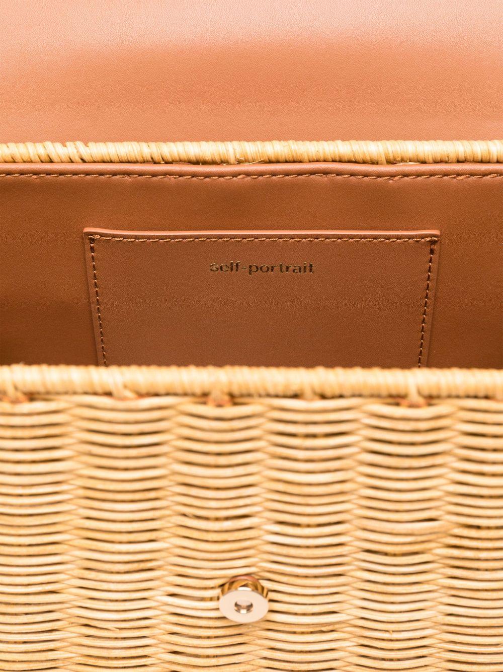 Mini Borsa in Rattan con Fiocco in Pelle PF25303ABR BROWN SELF-PORTRAIT 