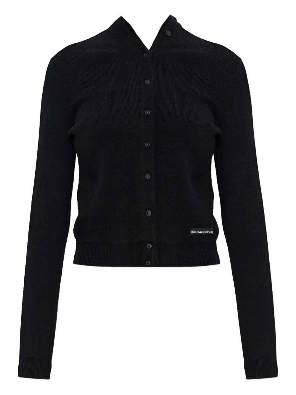Cardigan Con Logo Frontale 4KC1263050 001 BLACK ALEXANDER WANG 