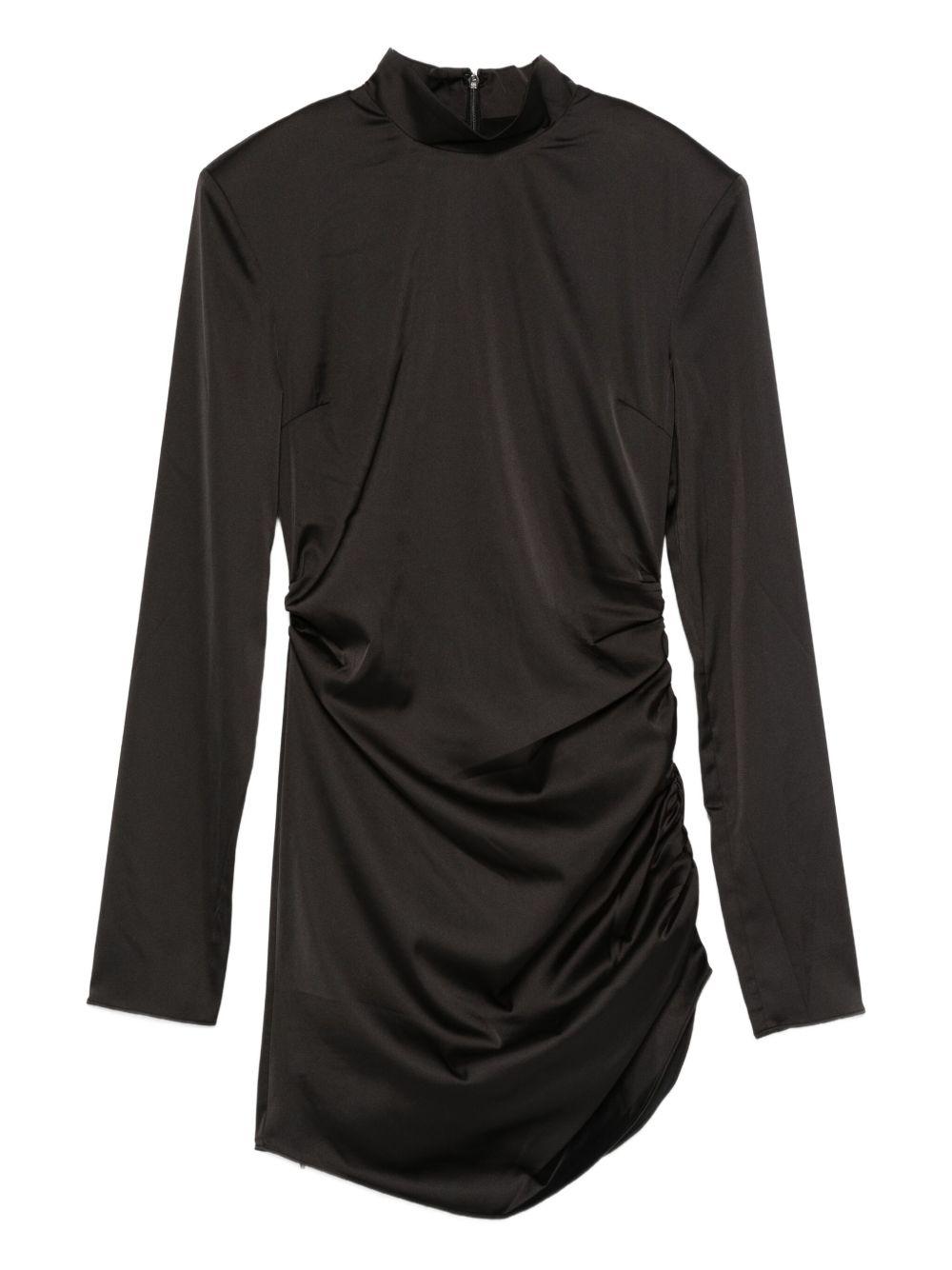 Satin Ruched Mini Dress Black 114954100 100 BLACK ROTATE 
