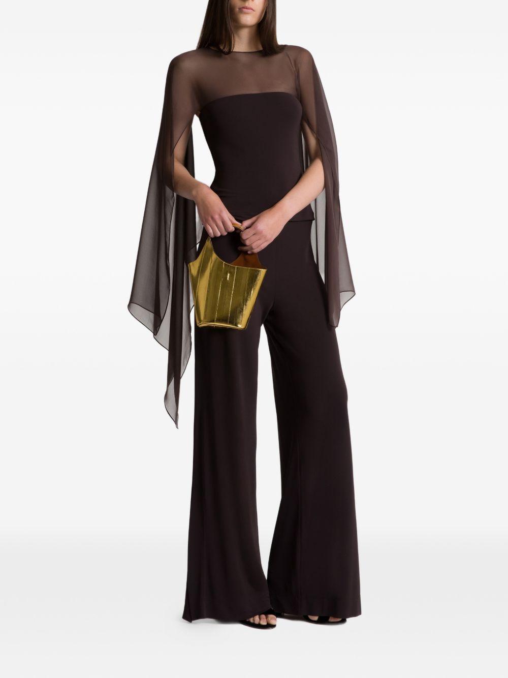 Top con maniche in chiffon A02200124 0102 MARRONE ALBERTA FERRETTI 