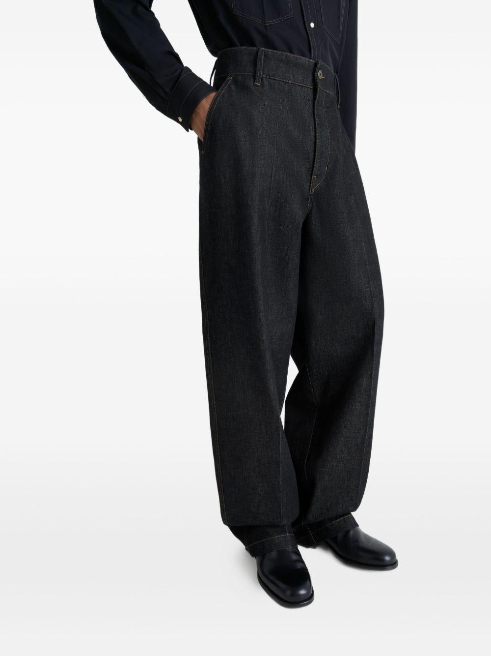 Maxi Barrel Workwear Pants - Heavy Slate Denim<BR/> PA1261LD1061 BK965 SLATE LEMAIRE 