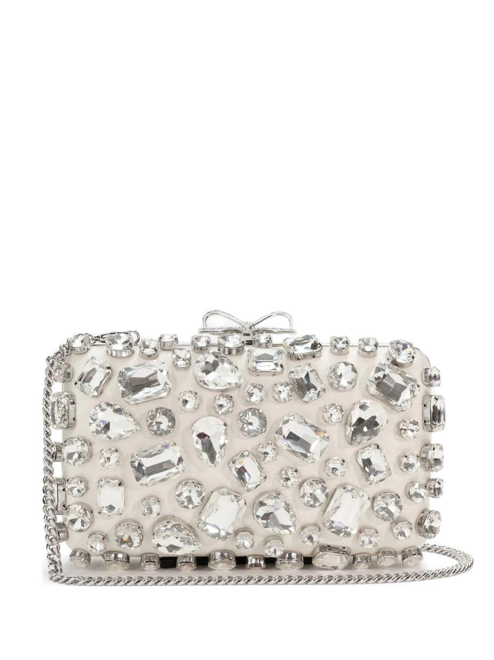Cream Satin Crystal Clutch Bag SS26305C CREAM SELF-PORTRAIT 