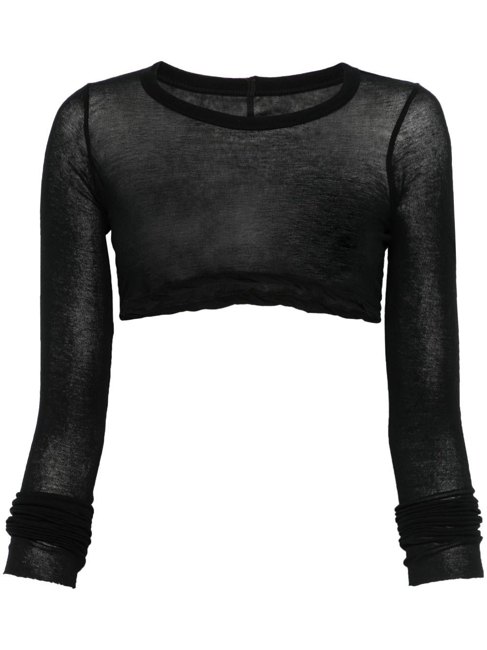 Longsleeved cropped T-shirt RP01E7220UC 09 BLACK RICK OWENS 