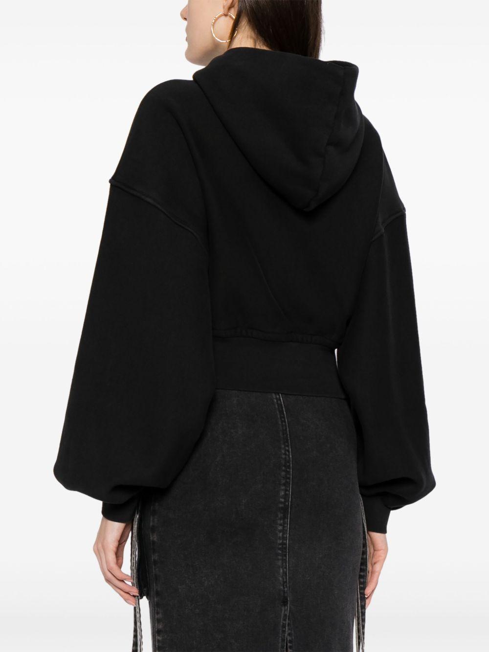 Felpa crop in cotone con zip e cappuccio<BR/> 4CC1242077 020A FADED BLACK ALEXANDER WANG 