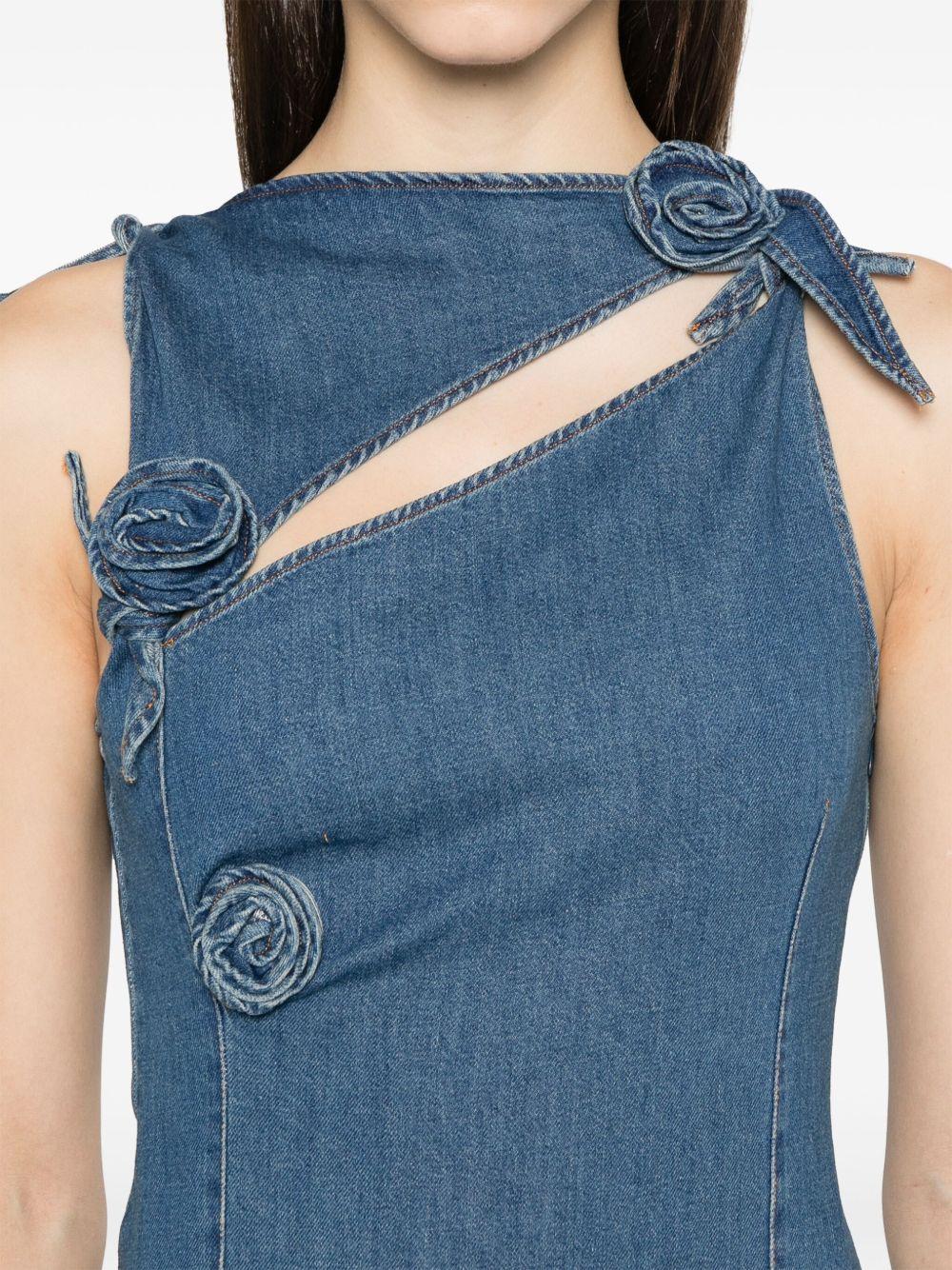 Denim Asymmetric Flower Mini Dress COPR158F2014 BLUE VINTAGE COPERNI 