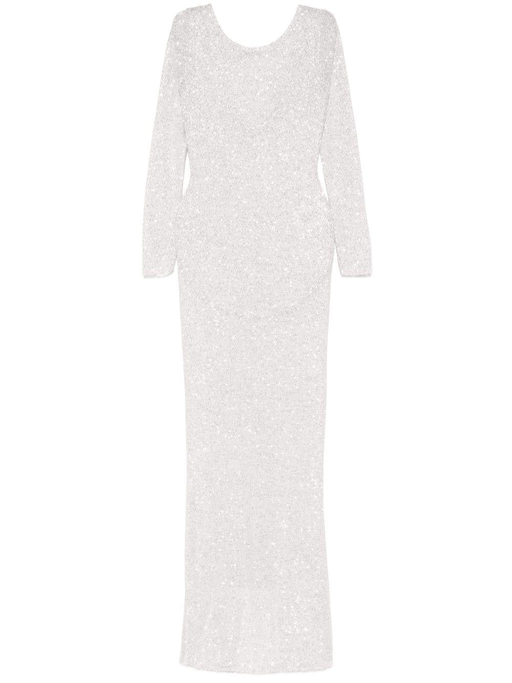 Sequin Long Dress FABX4059K4516 0844 WHITE SILVER ALESSANDRA RICH 