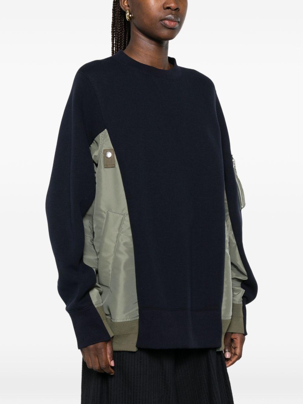 Felpa girocollo SCM326 212 NAVY KHAKI SACAI 