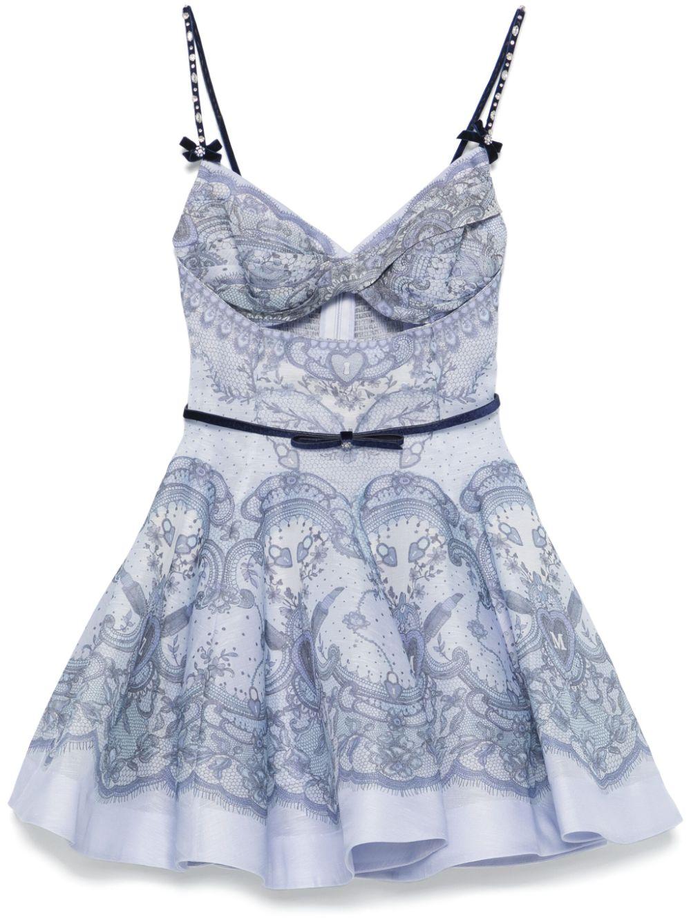 Miniabito Crush 2352DR251 BLUE LACE PRINT ZIMMERMANN 