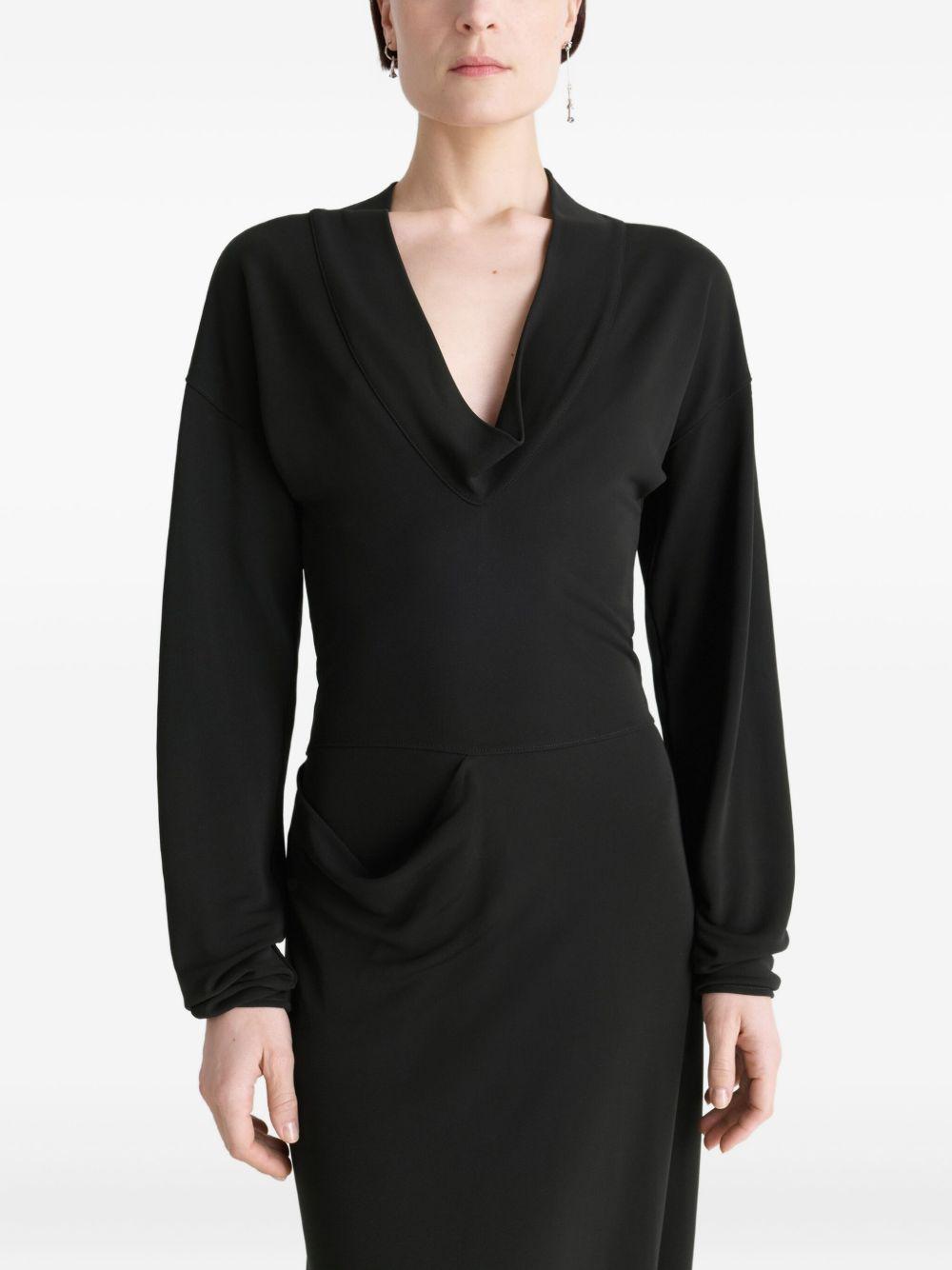 V-Neck Dress - Black Viscose Crepe Jersey DR1127LJ1040 BK999 BLACK LEMAIRE 