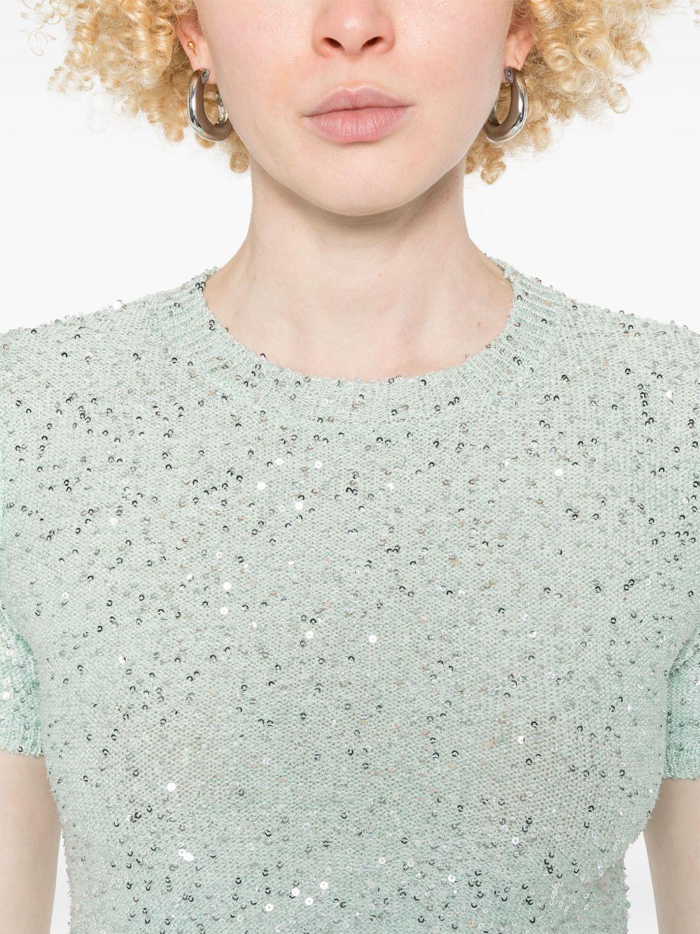 T-shirt con paillettes B27021 88 ACQUA ROBERTO COLLINA 