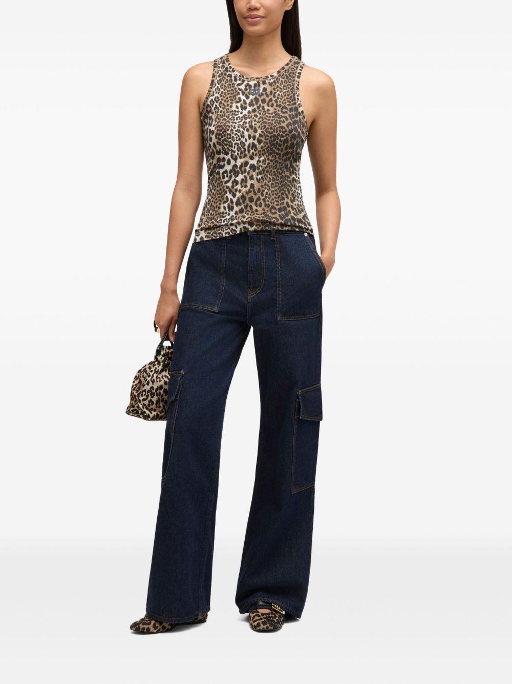 Soft Cotton Rib Tank Top A1050073 943 LEOPARD GANNI 