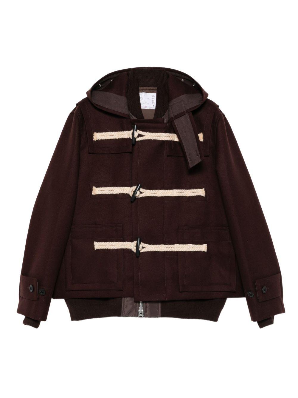 Wool Melton Jacket 2503846M 601 BROWN SACAI 