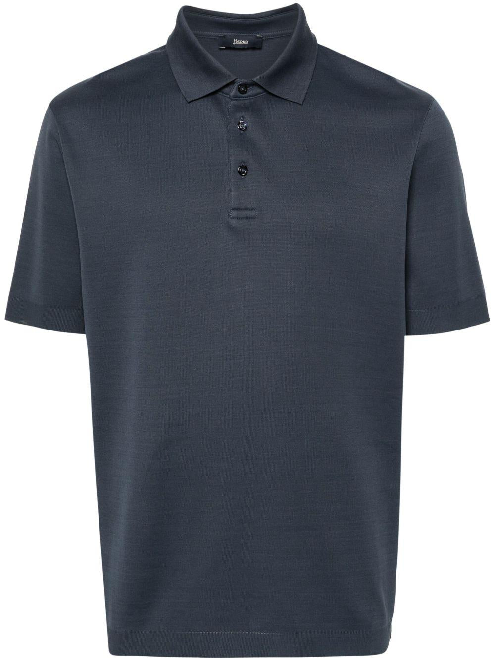 Polo in Jersey Knit Effect JPL00125U52059 9201 BLUE NAVY HERNO 