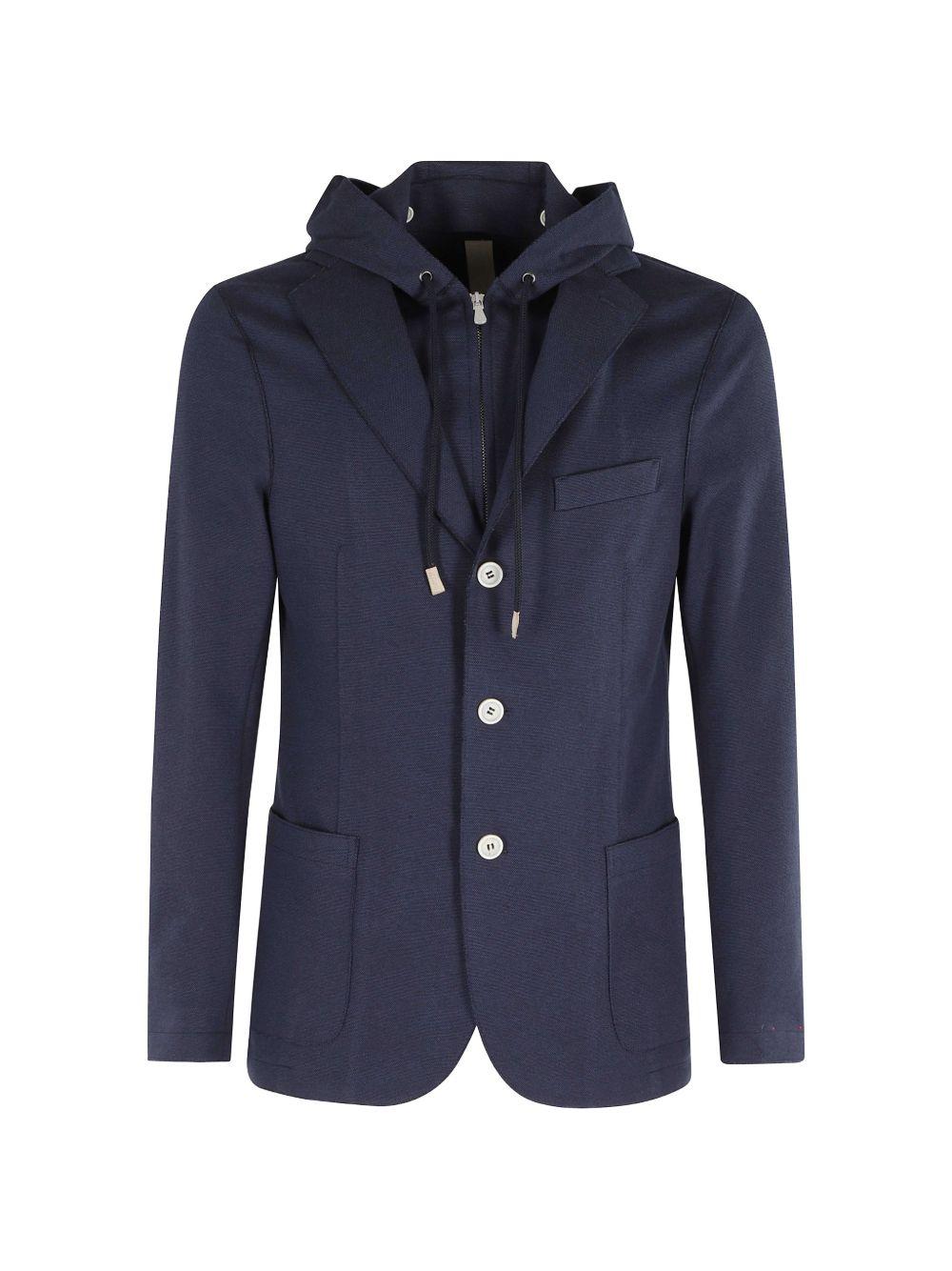 Blazer monopetto con cappuccio M70GIAF02TES0M037 11 BLUE ELEVENTY 