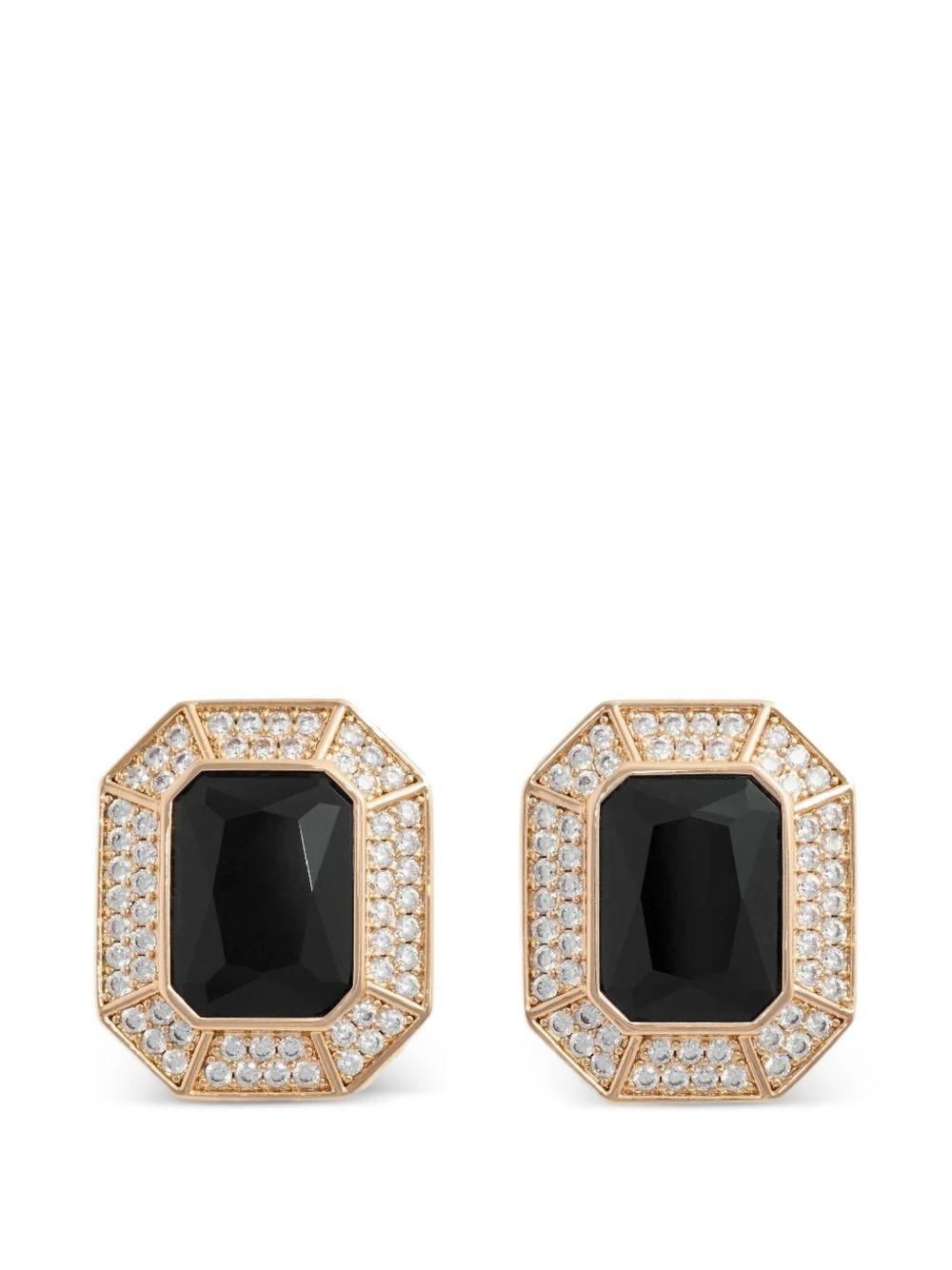 Black Crystal Encrusted Earrings SS26627EB BLACK SELF-PORTRAIT 