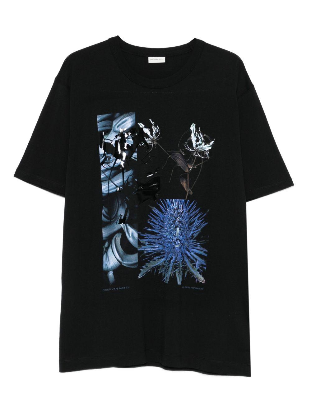 Printed cotton-jersey T-shirt HEERPR2600 900 BLACK DRIES VAN NOTEN 
