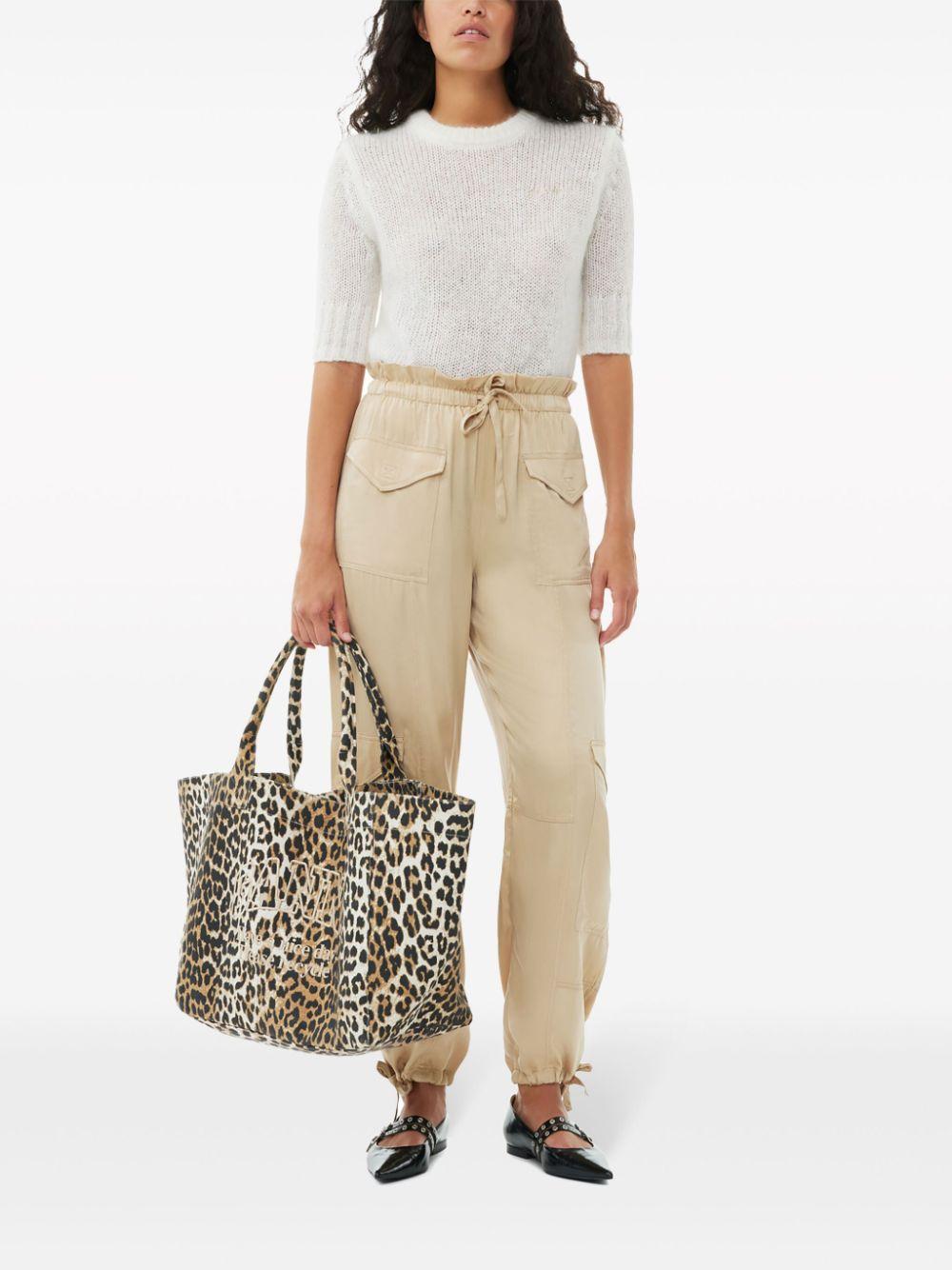 XXL Leopard Print Canvas Tote Bag A5822 943 LEOPARD GANNI 