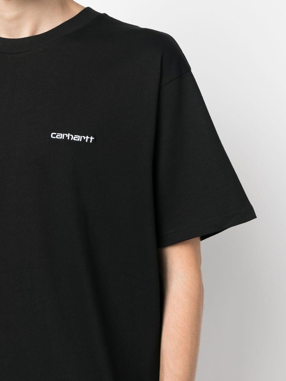 S/S Script Embroidery T-Shirt I030435 0D2XX BLACK GOLD CARHARTT WIP 