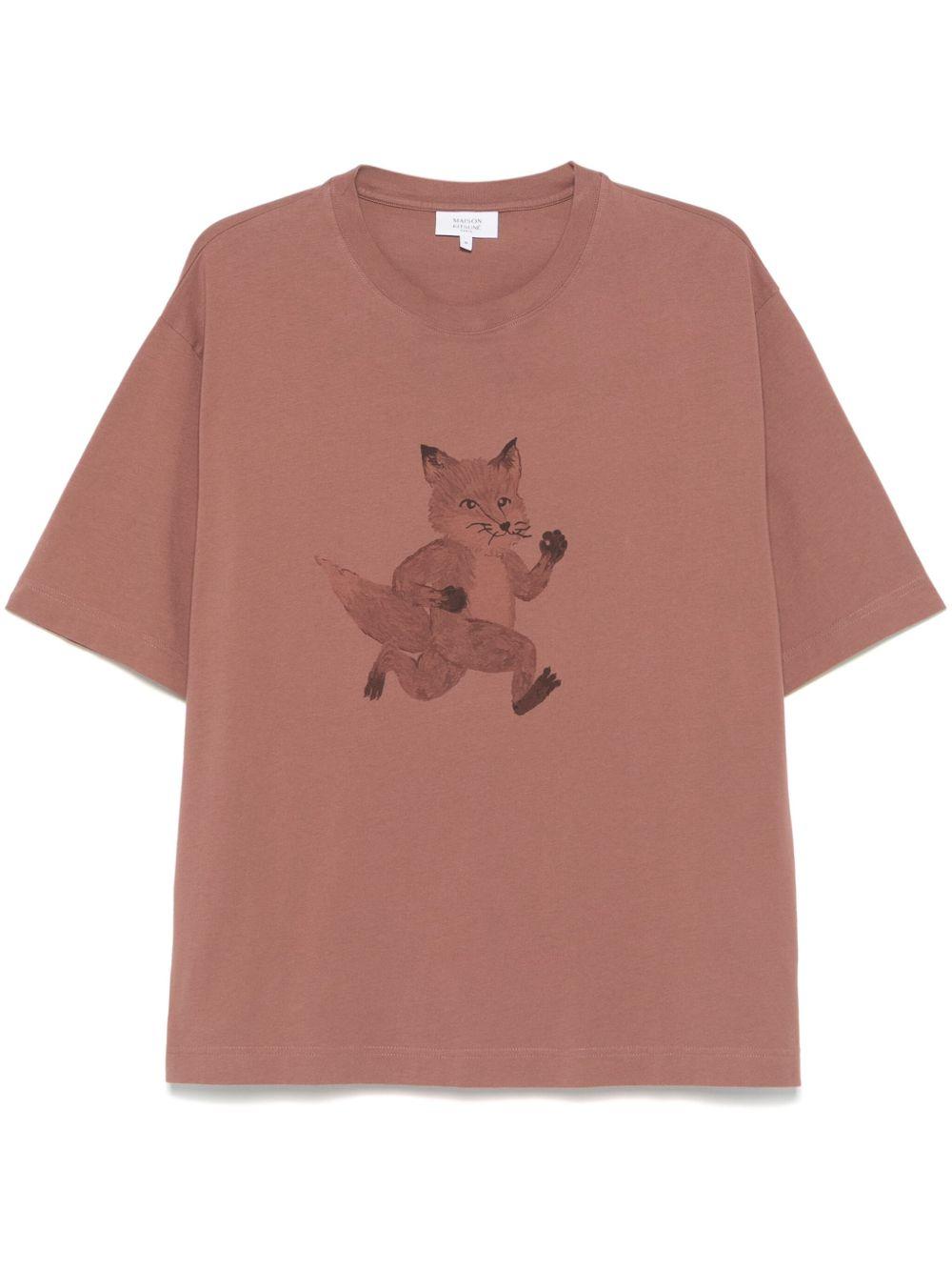 Speedy Fox-print T-shirt OM00109KJ0008 0112 BRUNETTE MAISON KITSUNE 